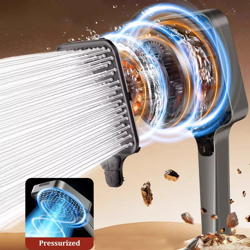 4-Mode Square Handheld Showerhead – High Pressure & Rainfall