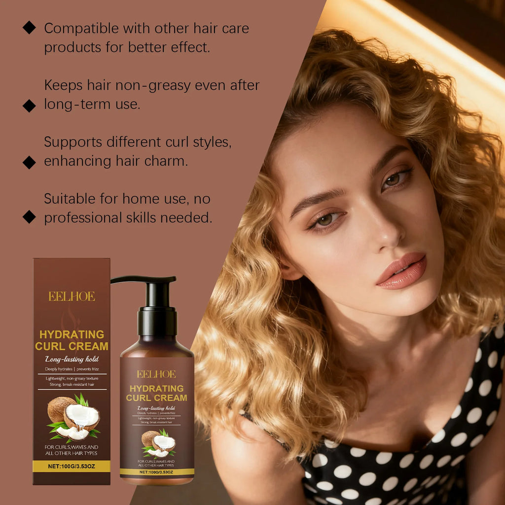 EELHOE Curl Styling Cream – Anti-Frizz & Moisturizing 100g Curl Styling Cream Oasis Select