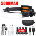 1500LM COB LED Headlamp 7500mAh USB Rechargeable Camping Fishing