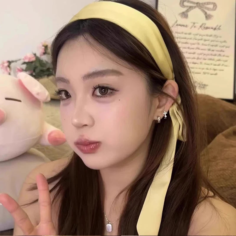New Elegant Solid Ribbon Hairband for Women Girls Sweet Hair Ornament Headband Hair Hoop Fashion Hair Accessories Headband Oasis Select