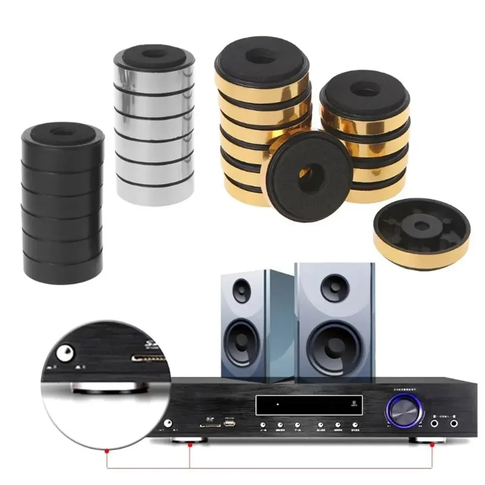 Gold Sliver Black Audio Stereo SoundBox Mats Speaker Spikes Amplifier Feet Pad Speaker Stand Feets Speaker Isolation Feet Oasis Select