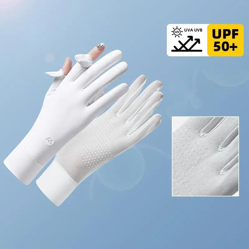 Ice Silk Gloves for Women 1 Pair Summer Sun Protection Lightweight UV Proof Gloves for Outdoor Sports and Travel Oasis Select 1 White