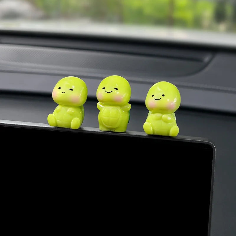 Cute little turtle car ornament car electric car decompression small ornament car interior decoration car center console decorat Oasis Select 3pcsrandom