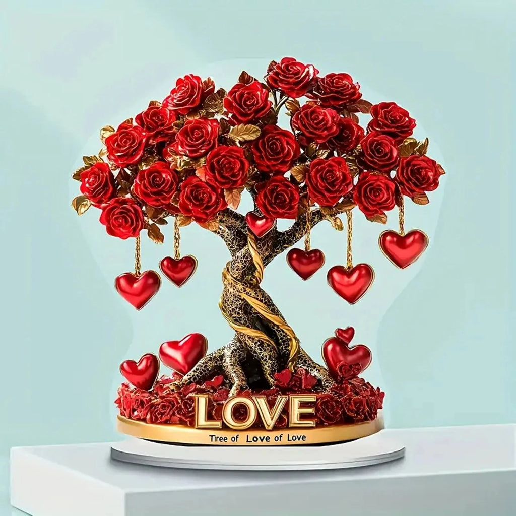 Valentine's Day Rose Heart Tree Acrylic Desktop Decoration Holiday Desktop Ornament Oasis Select