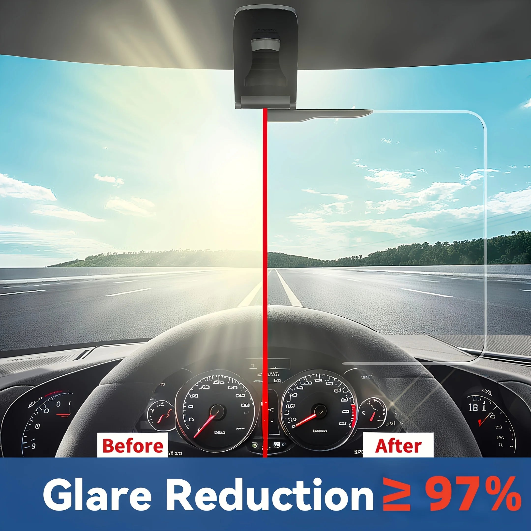 Large Polarized Car Sun Visor Extender with UV400 Protection, Secure Buckle Attachment, Anti-Snow Blind & Clear Vision Oasis Select