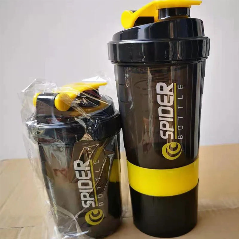 3 Layers Shaker Protein Bottle Powder Shake Cup Water Bottle Plastic Mixing Cup Body Building Exercise Bottle Oasis Select black 501-600ml