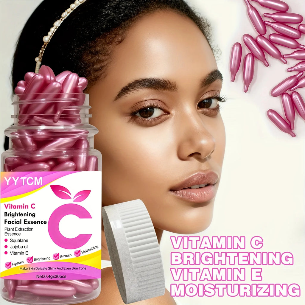Vitamin C Skin-Brightening and Moisturizing Capsule Essence, Hydrates and Smooths the Skin, Contains Plant-Based Squalane, Vitamin E, Magnolia Oil, and Jojoba Seed Oil for Deep Hydration and Skin-Brightening Essence (0.4Gx90 Oasis Select
