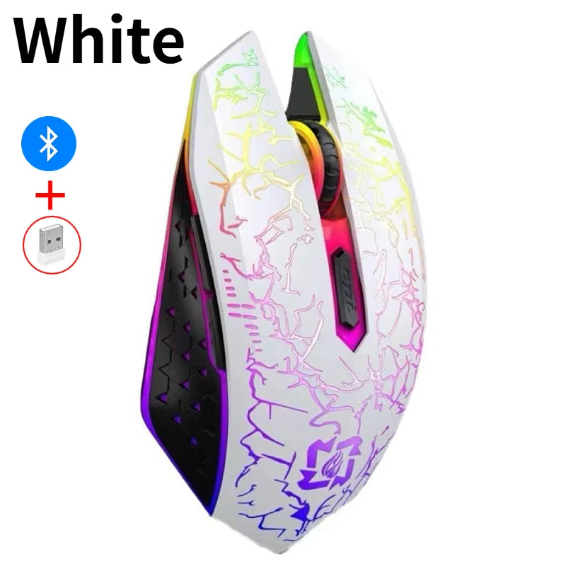 DIXSG Silent Wireless Gaming Mouse 2.4G Bluetooth 1600 DPI Wireless Gaming Mouse Oasis Select WHITE