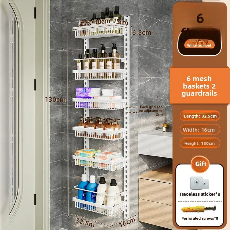 Multi-layer adjustable kitchen cabinet wall condiment seasoning rack No punching wall hanging storage shelf Oasis Select 6-1-White-4-124-31