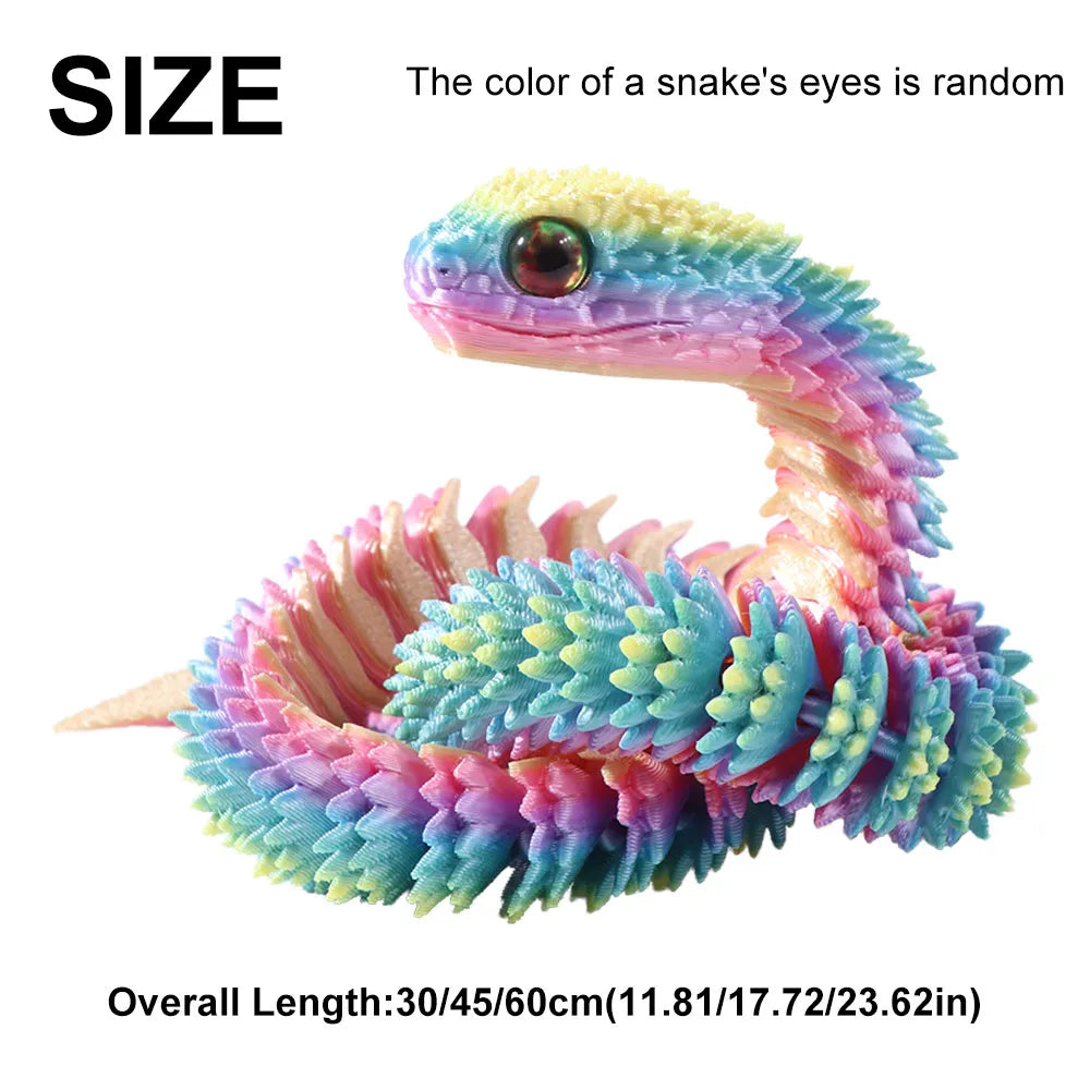 Realistic 3D Printed Snake Figurine 30/45/60cm | PLA Ornament 3D Printed Figurine Oasis Select Dazzling Colour-60CM