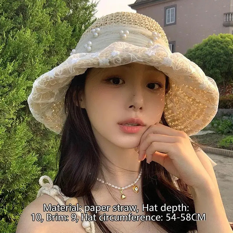 Women Straw Sunscreen Cap 모자 썬캡 비치모자 очки солнцезащитные женск Gorros Foldable UV Protection Outdoor Large Brim Sunscreen Oasis Select B4