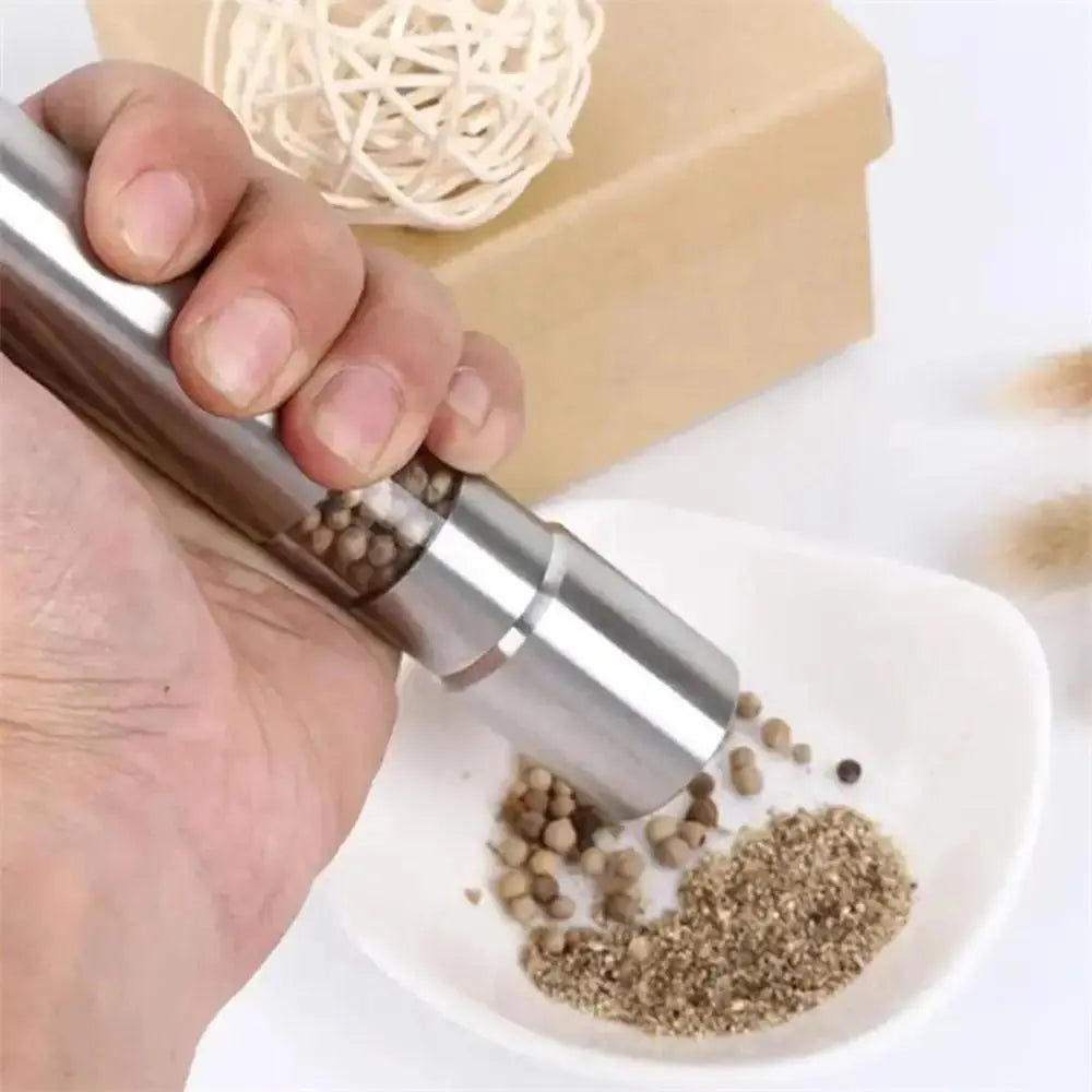 Stainless Steel Push Button Salt & Pepper Grinder | Portable