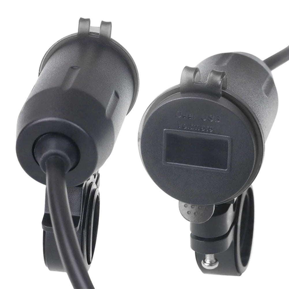 Dual QC 3.0 Waterproof Motorcycle USB Charger with Voltmeter