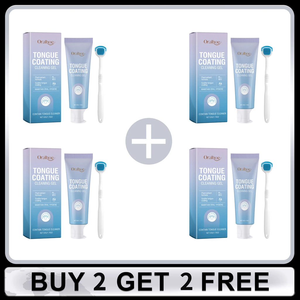 Tongue Cleaning Gel with Toothbrush for Remove Tongue Coating Eliminate Bad Breath Fresh Breath Inhibit Oral Bacteria Oral Care Oasis Select Buy 2 Get 2 Free