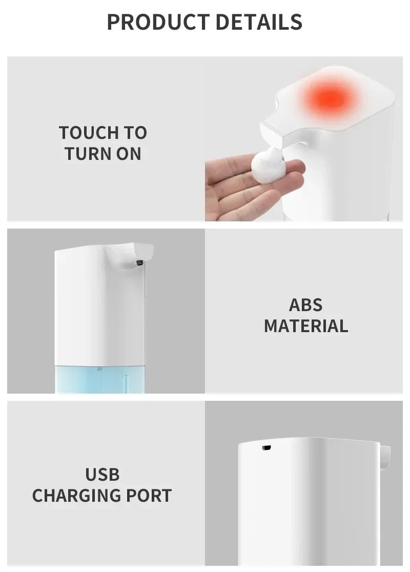 Touchless Automatic Foam Soap Dispenser USB Rechargeable 350ml