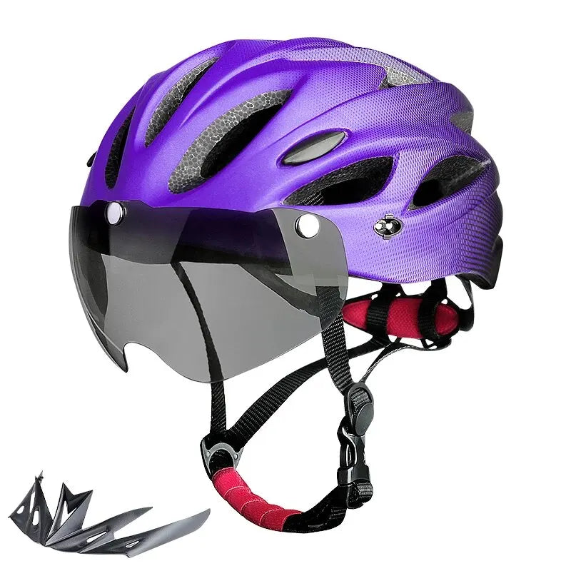 Bike Helmet with LED Tail Light Adult Cycling Helmet Fit 58-62cm Lightweight Breathable Colorful Bicycle Helmets Accessories Oasis Select Purple