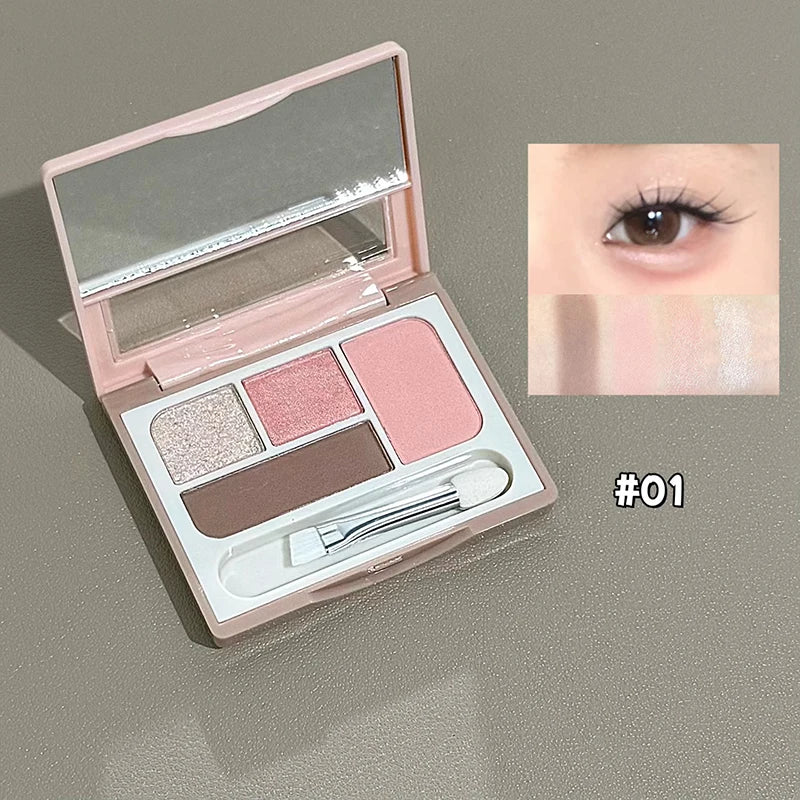 Art Value 4-Color Eyeshadow Palette – Glitter, Shimmer & Matte