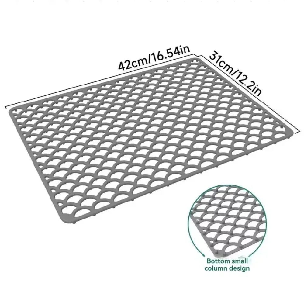 Silicone Sink Protector Mat Foldable Anti Slip Tableware Drainage Drying Mats Multi Functional Heat Resistant Non-slip Sink Mat Oasis Select 42cm Grey
