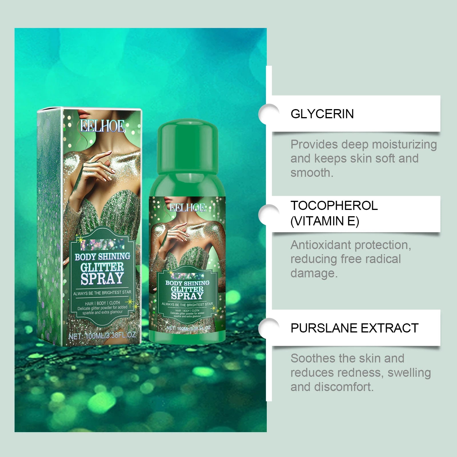 Eelhoe Highlighter Spray – Shimmer Glow & Brightening 100ml