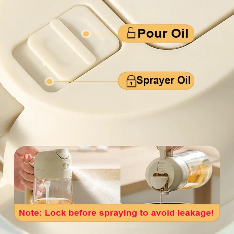 2in1 500ml Glass Spray Oil Sprayer Bottle Spray Oil Dispenser Oil Jar Cruet BBQ Kitchen Baking Roasting Picnic Kitchen Tool Oasis Select