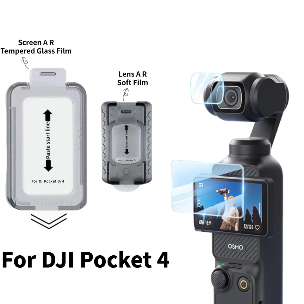 Ultra HD AR Protective Film Set For DJI Pocket 4 Lens and Screen Shatterproof Tempered Glass Film Easy Install Screen Protector Oasis Select