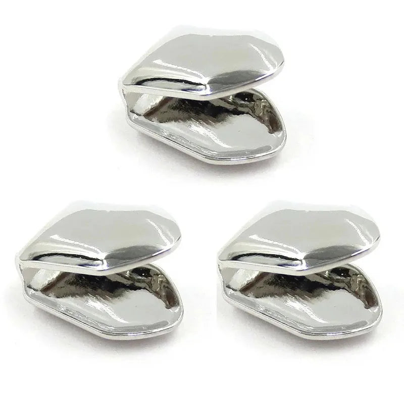 1/3/5Pcs 4 Colors Custom Fit Gold Plated HipHop Single Tooth Grillz Cap Top Bottom Dental Grill Teeth Caps Halloween Cosplay Oasis Select Silver-3pcs