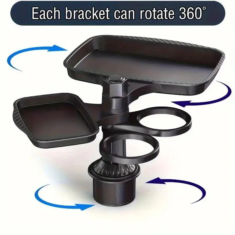 3-in-1 Detachable Car Cup Holder Tray-Expandable Food Table With 360° Rotating Design,Sturdy Base For Long Road Trips Table Tray Oasis Select