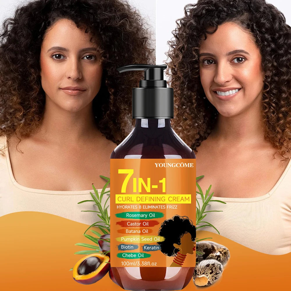 YOUNGCOME 7-in-1 Curl Defining Cream – Curly & Wavy Hair Curl Defining Cream Oasis Select