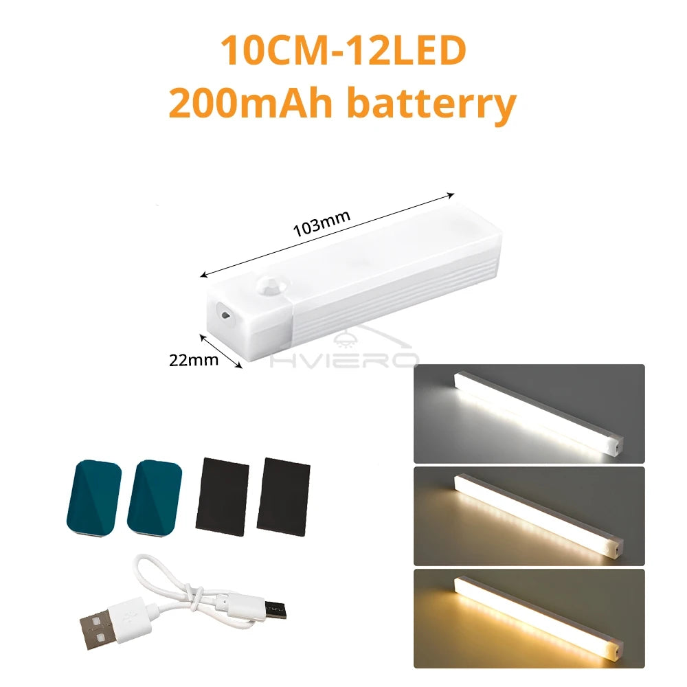 Rechargeable PIR Motion LED Night Light Bar 10–50cm | 3 Colors