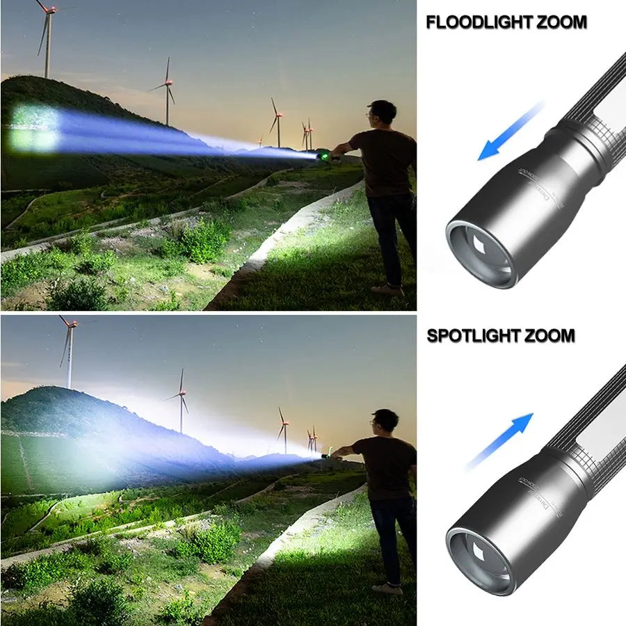 Super Bright LED Flashlight Zoomable Tactical Flashlight with 5 Modes Waterproof Portable Torch for Camping Hiking Emergency Oasis Select