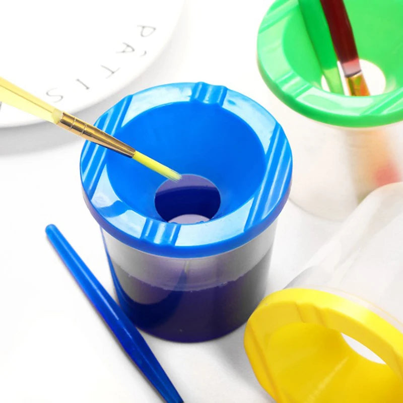 Painted Art Pen Washing Cup Plastic Transparent Multifunctional Pen Washing Bucket Watercolor Paint Painting Pen Washing Cup Oasis Select