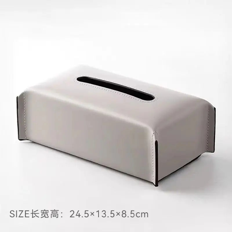 Modern Woven Leather Tissue Box Napkin Case Luxury Tissue Paper Holder Desktop Coffee Table Tissue Box Livingroom Decoration Oasis Select Grey