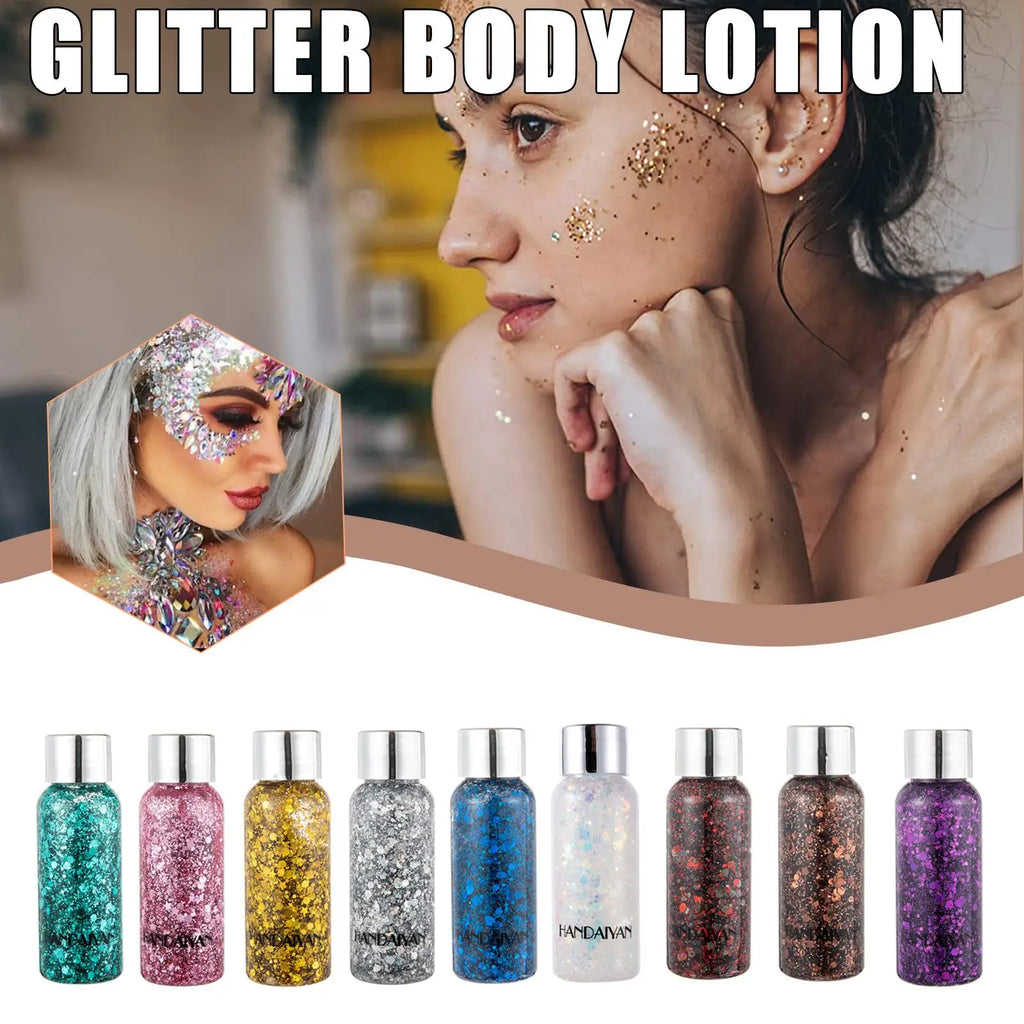 Glitter Body Lotion Diamond Glitter Gel Cream Eye Nail Hair Body Face Glitter Gel Lasting Sparkling Lotion Party Glitter Shimmer Oasis Select