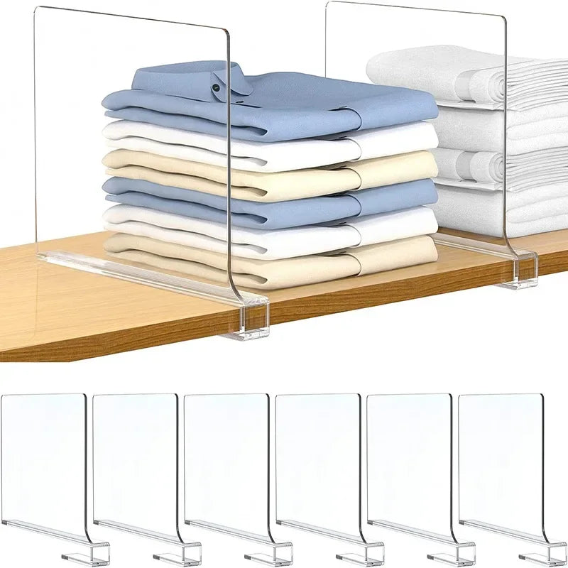 8/6/4/2pcs Transparent Closet Shelf for Wardrobe Organizer Cloth Divider Cupboard Bookcase Divider Baffle Oasis Select 8pcs