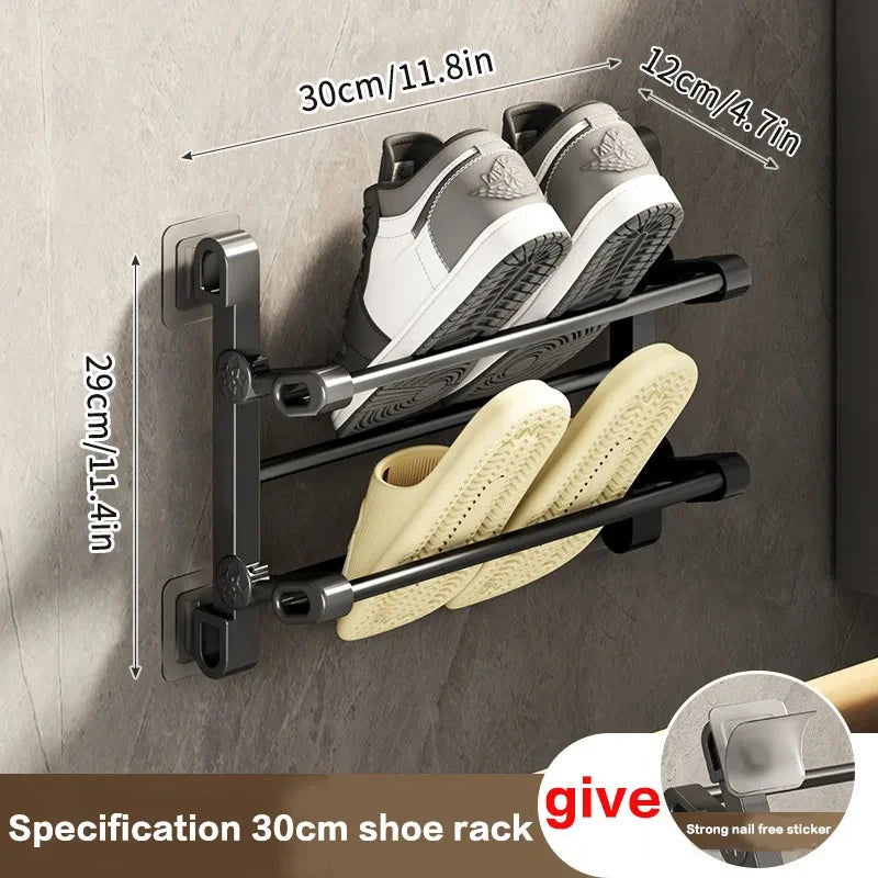 Multifunctional Wall-mounted Shoe Rack Convenient Wall-mounted Design Stainless Steel Foldable Towel Rack Oasis Select A one size