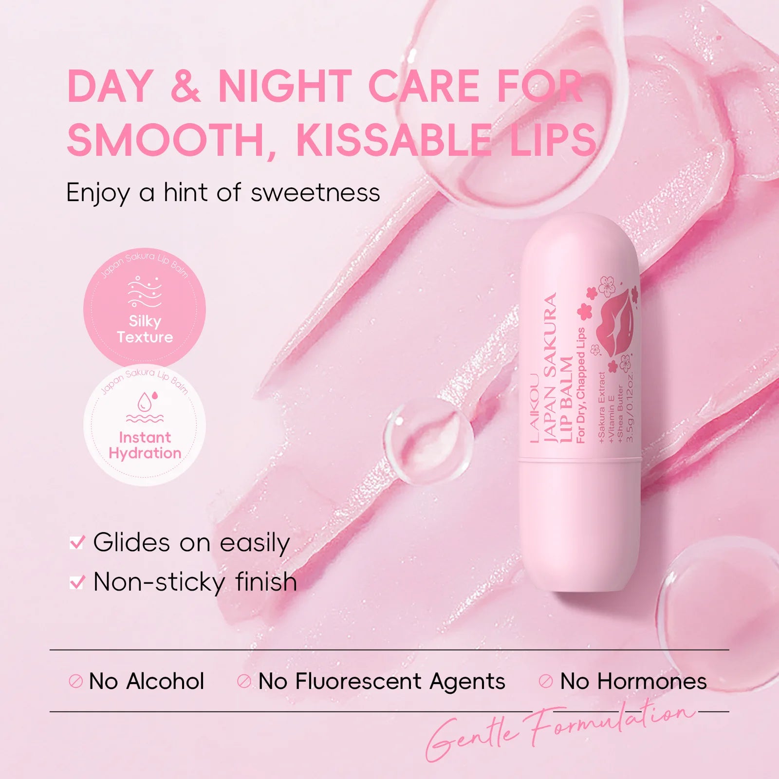LAIKOU Sakura Lip Balm, Nourishing Hydrating Lip Care, Long-Lasting Moisturizer, Prevent Dry Cracked Lips, Daily Lip Repair Oasis Select