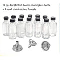 12-Pack 2oz Clear Glass Bottles with Lids & Funnels – 60ml