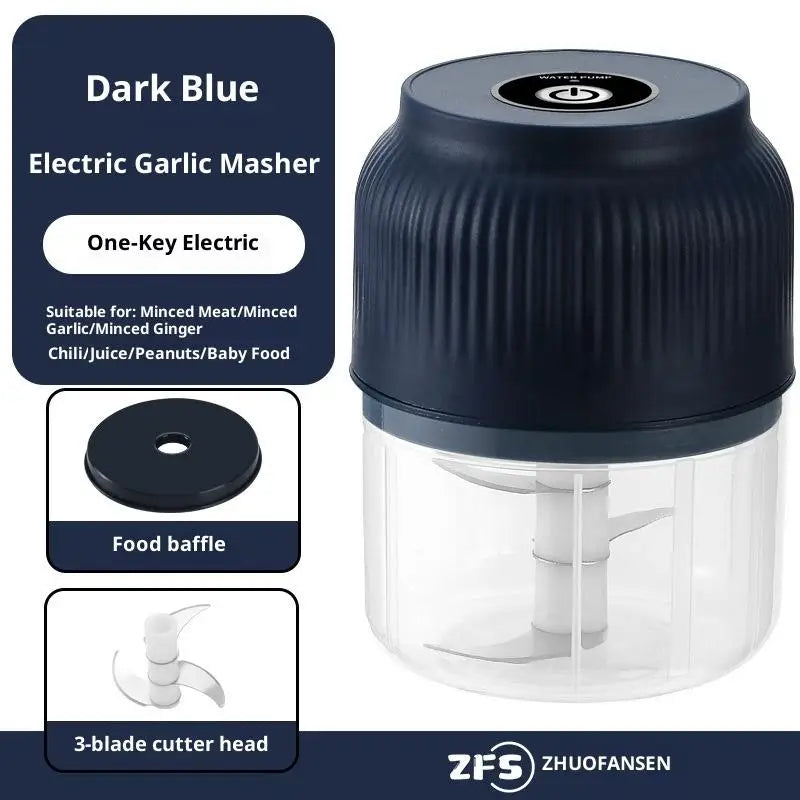 Portable Electric Garlic Masher Mini Food Processor Vegetable Chopper Meat Grinder for Kitchen Use Oasis Select Blue 3 Blade