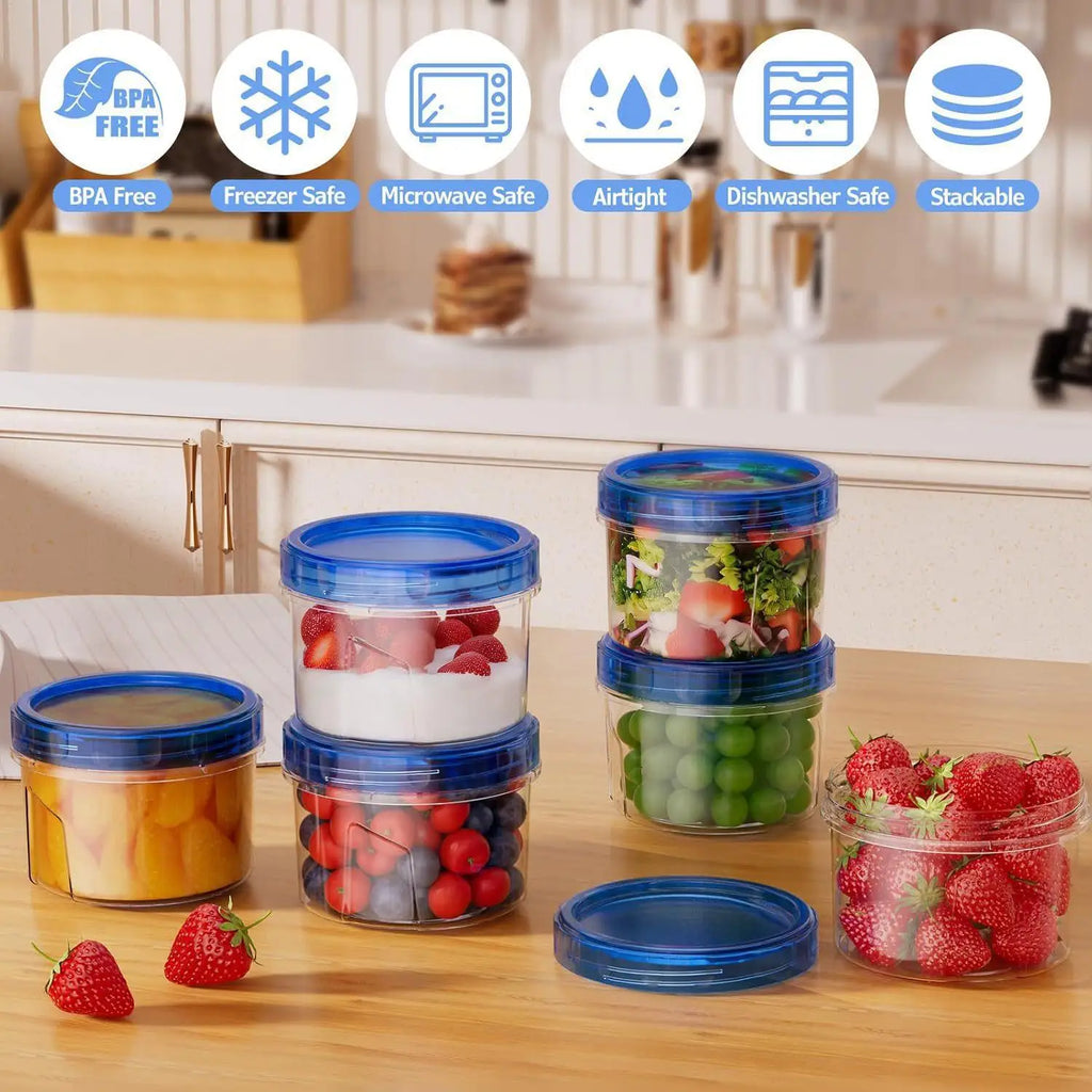 6Pcs Round Food Fresh Keeping Box Kitchen Refrigerator Storage Container Fruits Snacks Sealed Jar Food Storage Box with Lids Oasis Select