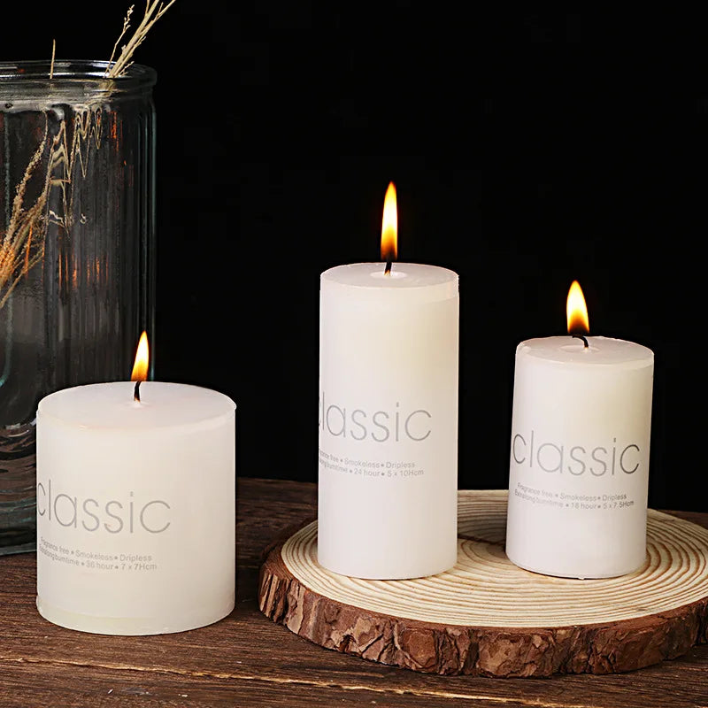 Classic European Ivory White Large Cylinder Candle Smokeless Tasteless Romantic Wedding Hotel Decoration Candle Holiday Supplies Oasis Select