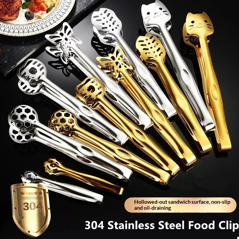 Cat Design Stainless Steel Grill Tongs Heavy Duty Kitchen Food Tongs for Outdoor Cooking Small Appliances Oasis Select