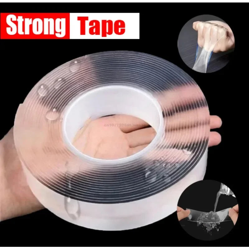 Nano Tape Super Strong Double-Sided Adhesive Tape Transparent Reusable Waterproof Tapes Heat Resistance Bathroom Home Decoration Oasis Select