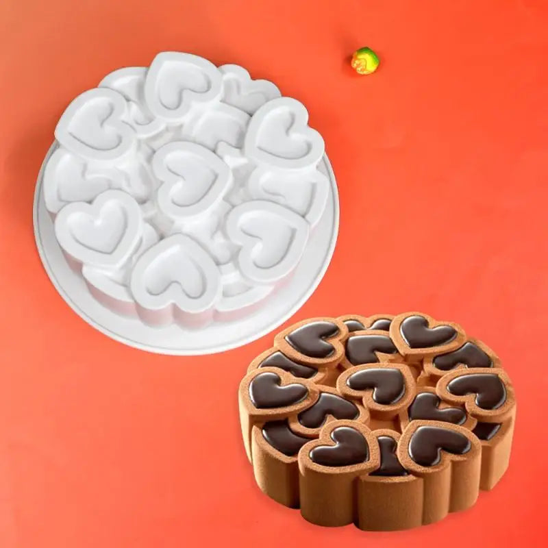 1pc Splicing Heart-Shaped Design Silicone Cake Mold Rose Chocolate Mold Valentine's Day Mousse Cake Mold Dessert Baking Tools Oasis Select