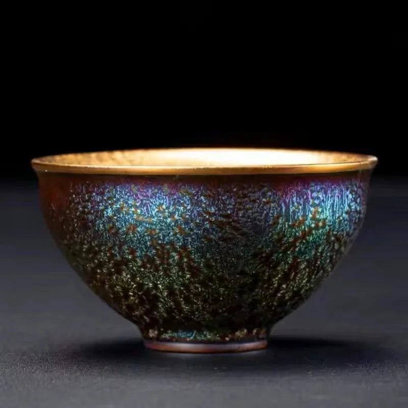 Real Gold Master Cup Large Building Cup Kiln Turned Gilded Cup High-end Household Use Oasis Select Light Grey