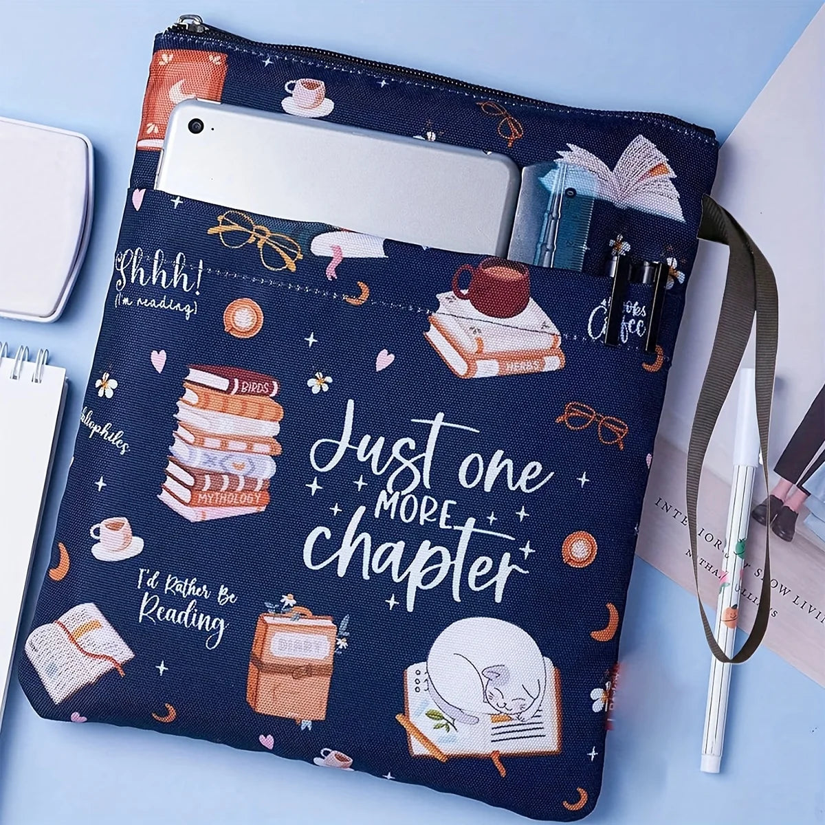 1 "Just Another Chapter" Book Cover with Zipper and Front Pocket - Humorous Illustration, Suitable for Paperback Book Cover Oasis Select