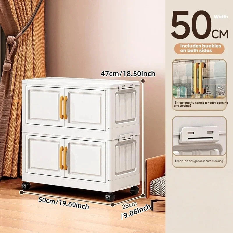 Double-door living room storage cabinet, folding floor-standing storage box, no installation required, simple storage cabinet Oasis Select 50cm-2 layers-white
