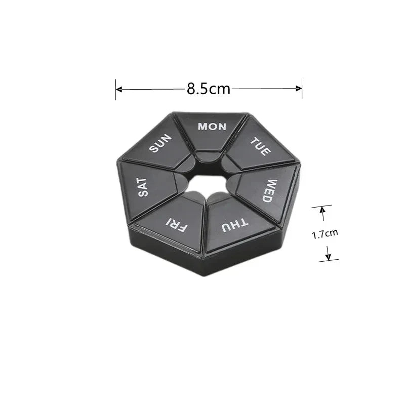 1/2/3Pcs A Week 7 Corners Pill Box Round 7 Boxes For One Week Small Pill Box Mini 7 Days Portable Points Medicine Jewelry Box Oasis Select