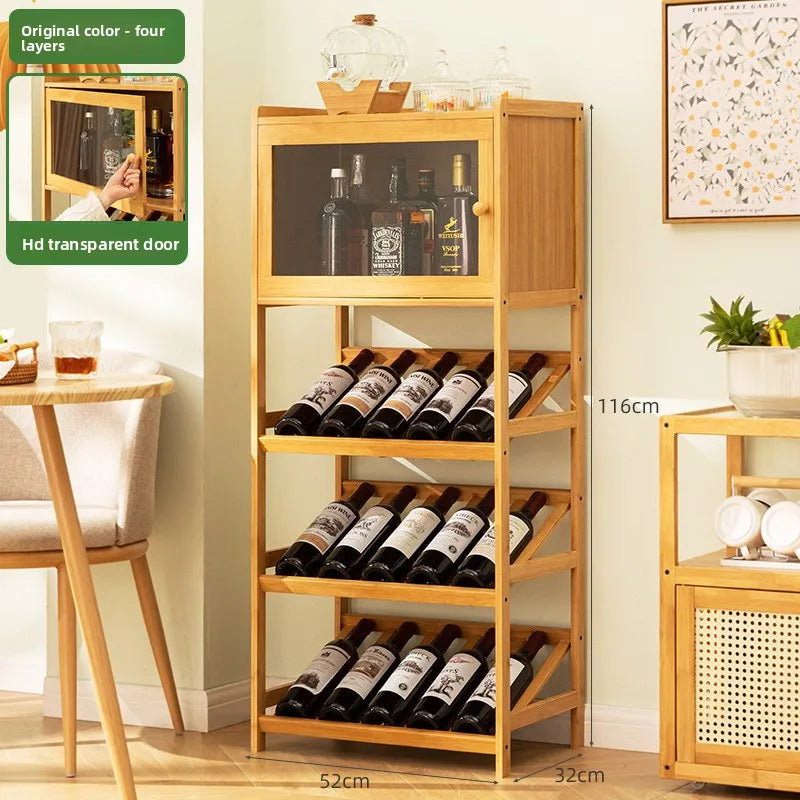 Household small wine cabinets, wine grids, bar tables, display stands, wine decoration, simple, solid wood against the wall Oasis Select Primary color 4-52