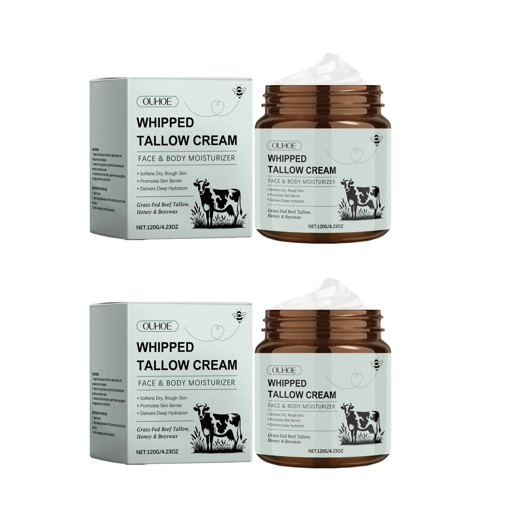 Whipped Tallow Cream Deep Nourish Fade Fine Lines Anti Aging Brighten Improve Dryness Natural Tallow Facial Moisturizing Cream Oasis Select 2 x 120g Boxed