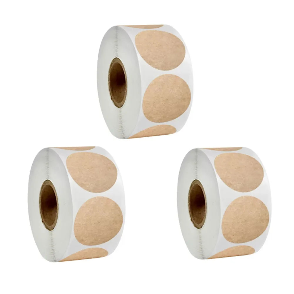 500 pcs / 1 roll ，kraft round self-adhesive label paper items classification name stickers personalized labels Oasis Select 3 roll